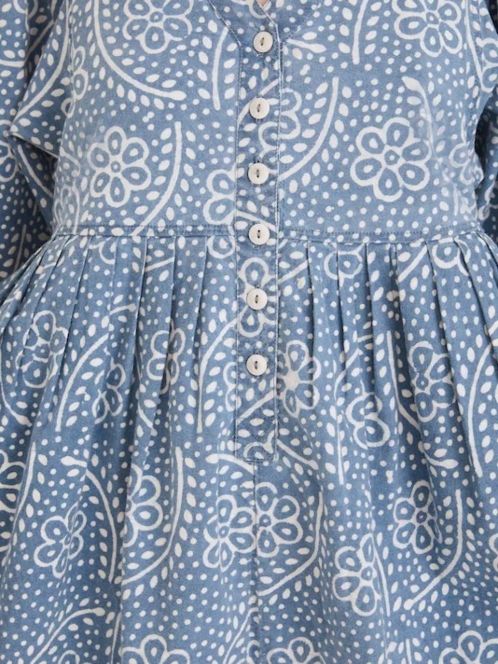 Madewell Bubble-Sleeve Button-Front Mini Dress in Indigo Paisley Medium EUC RARE - Picture 4 of 11